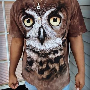 Tye Dye Owl Head graphic retro vintage TShirt The Mountain big logo